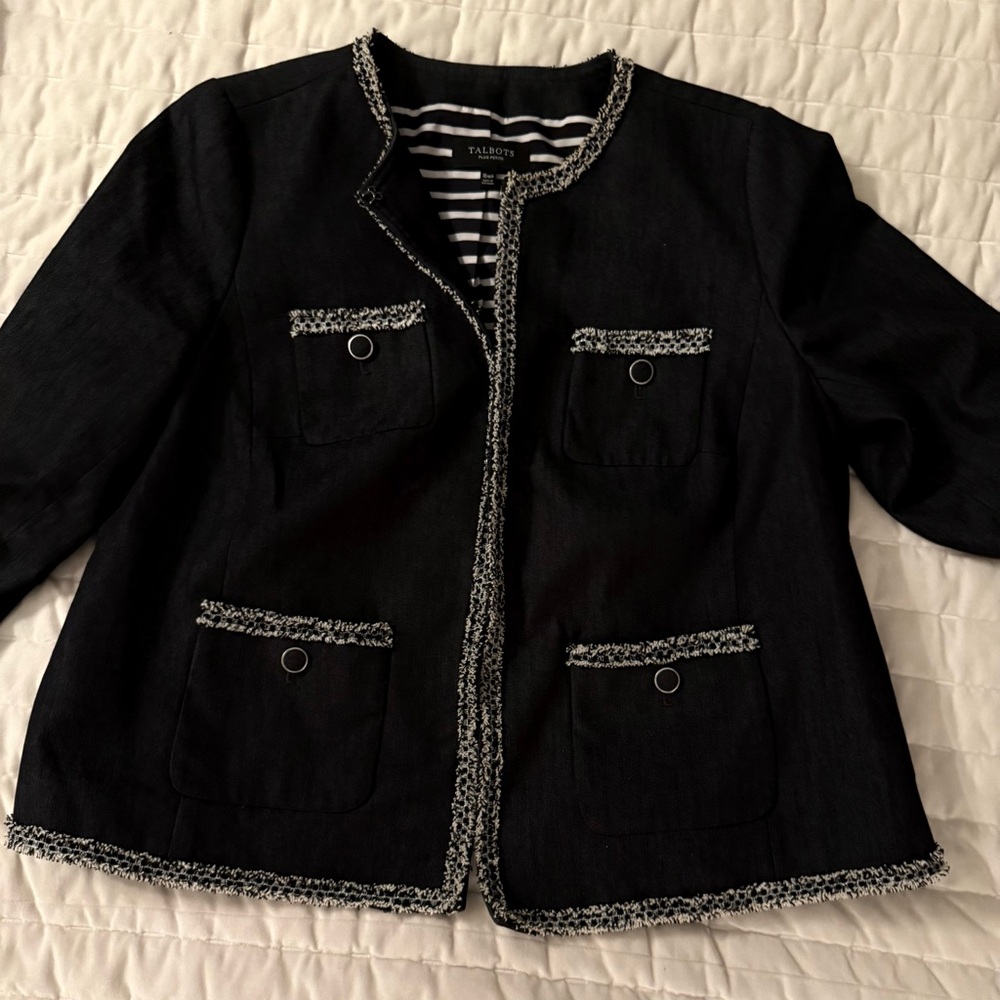 Talbots Plus Petite Fringe Tweed Jacket - Picture 3 of 9